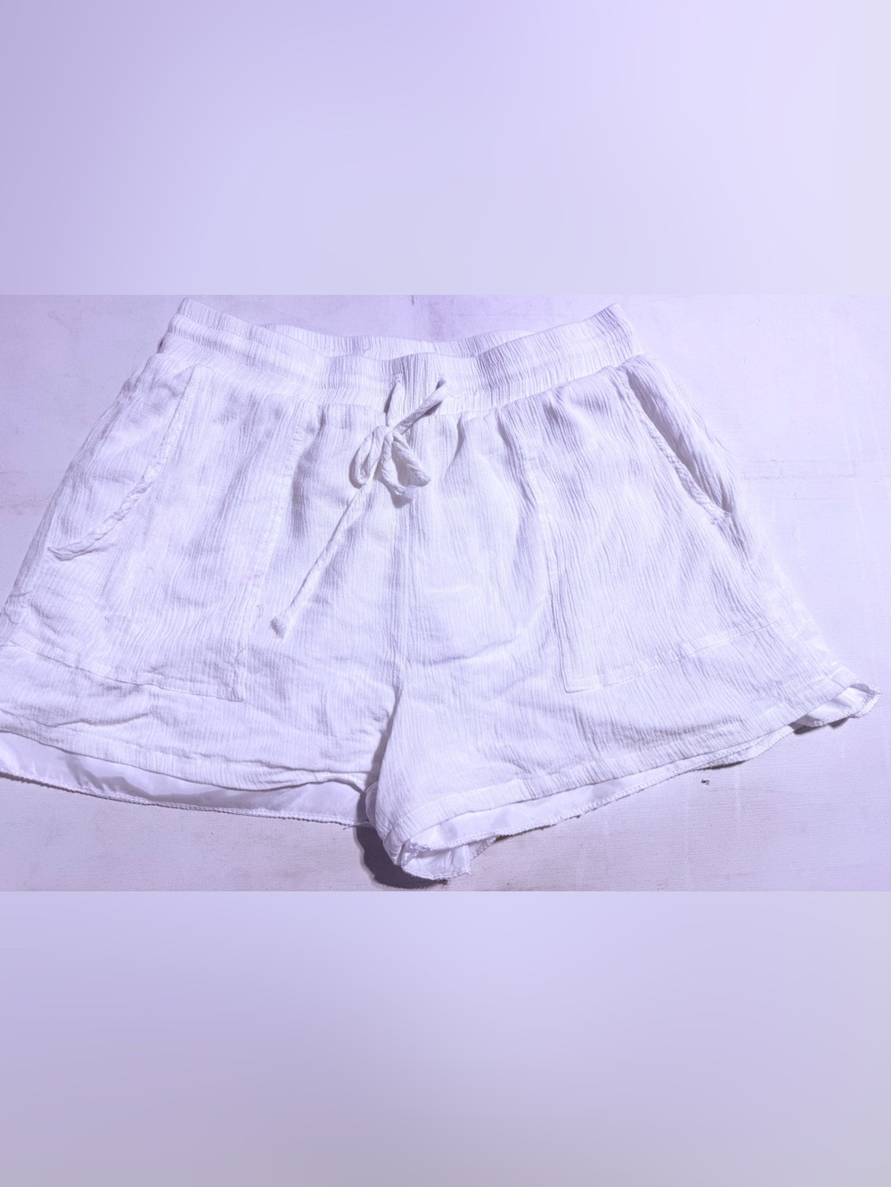 Passport White High-Waist Drawstring Shorts